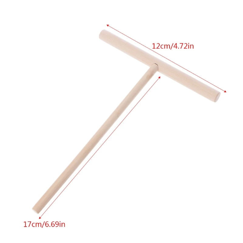 1 peça para espalhar massa de panqueca de madeira em forma de T rolo de massa ferramenta de cozinha