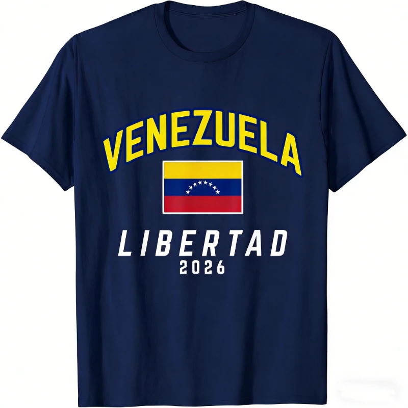 Libertad 2026 Venezuelan Flag Freedom Patriotic Unisex T-Shirt Crewneck  All-match casual style Adult printed T-shirt tops