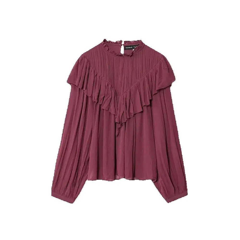 

Spring and Autumn New Product Women's Fashion Versatile Ruffle Decorative Long Sleeve Shirt