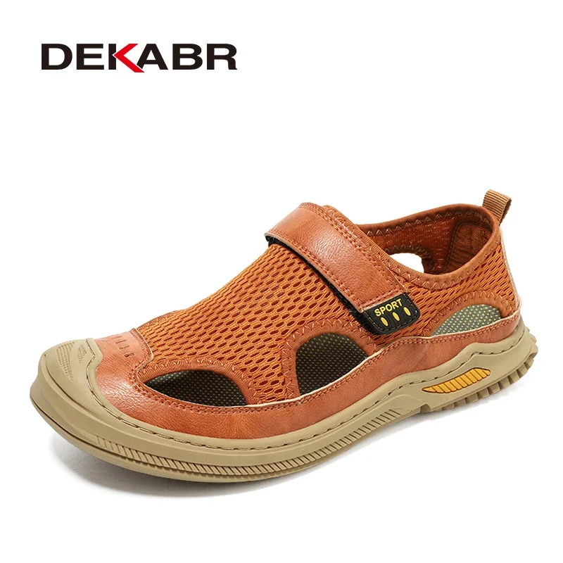 DEKABR New Men Sandals Summer Beach Sandals Fashion Outdoor Casual Lightweight Luxury Cow Leather Sandals Size 38-46