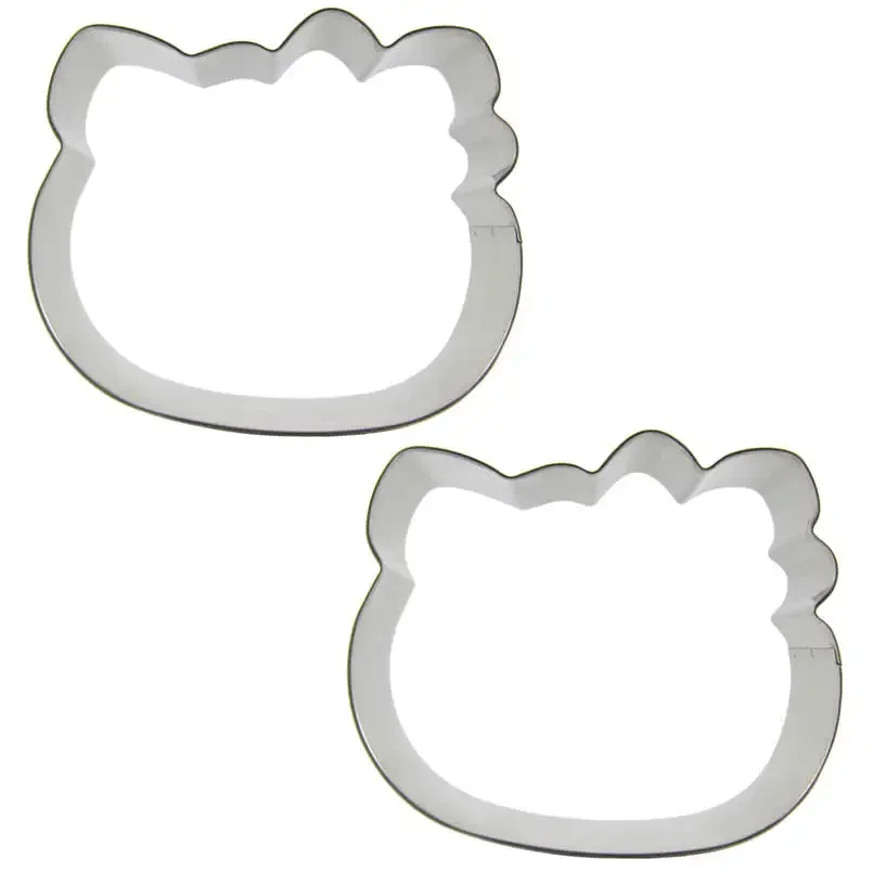 2 pcs Cat Head portrait Stainless steel Cookie cutter biscuit embossing machine Pastry candy baking molds Cake decorating Tools