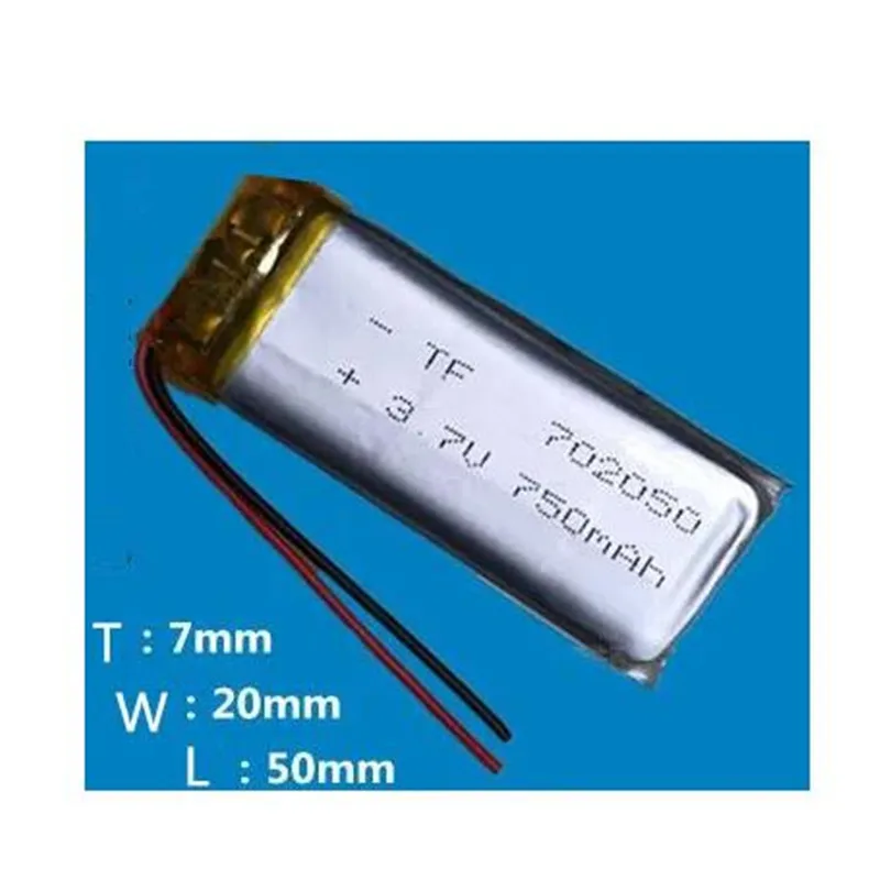 

2Pcs/Lot 702050 3.7V 750MAh Lithium Ion Polymer Rechargeable Battery For Mp3 Headphone DVD Ebook