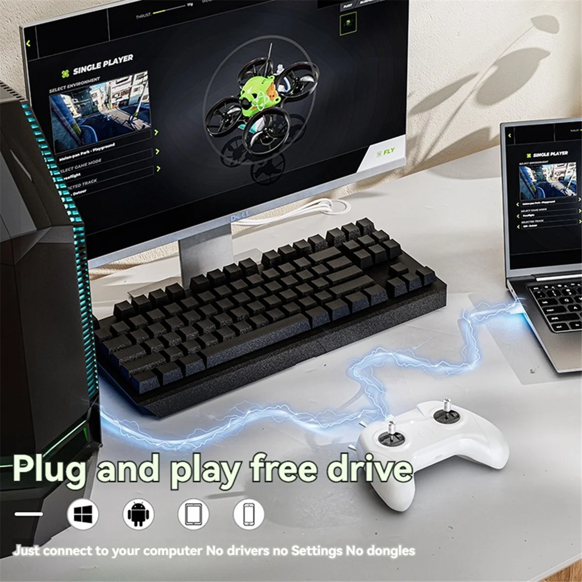 طائرة بدون طيار FPV 8CH محاكي الطيران مقبض التحكم عن بعد دعم Liftoff/DRL/AI الطائرة بدون طيار // SkyDive لسطح المكتب/الكمبيوتر المحمول #5