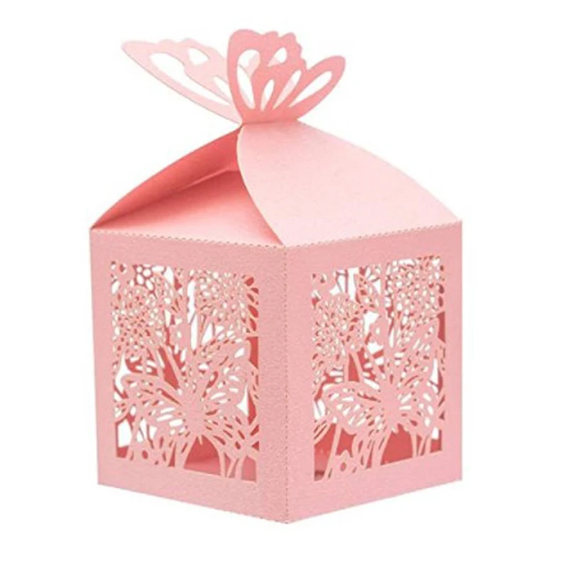 50Pcs Elegant Butterflies Paper Candy Box Container Bag Gift Packaging Bag Cookie Chocolate Box Wedding Party Favors Decor