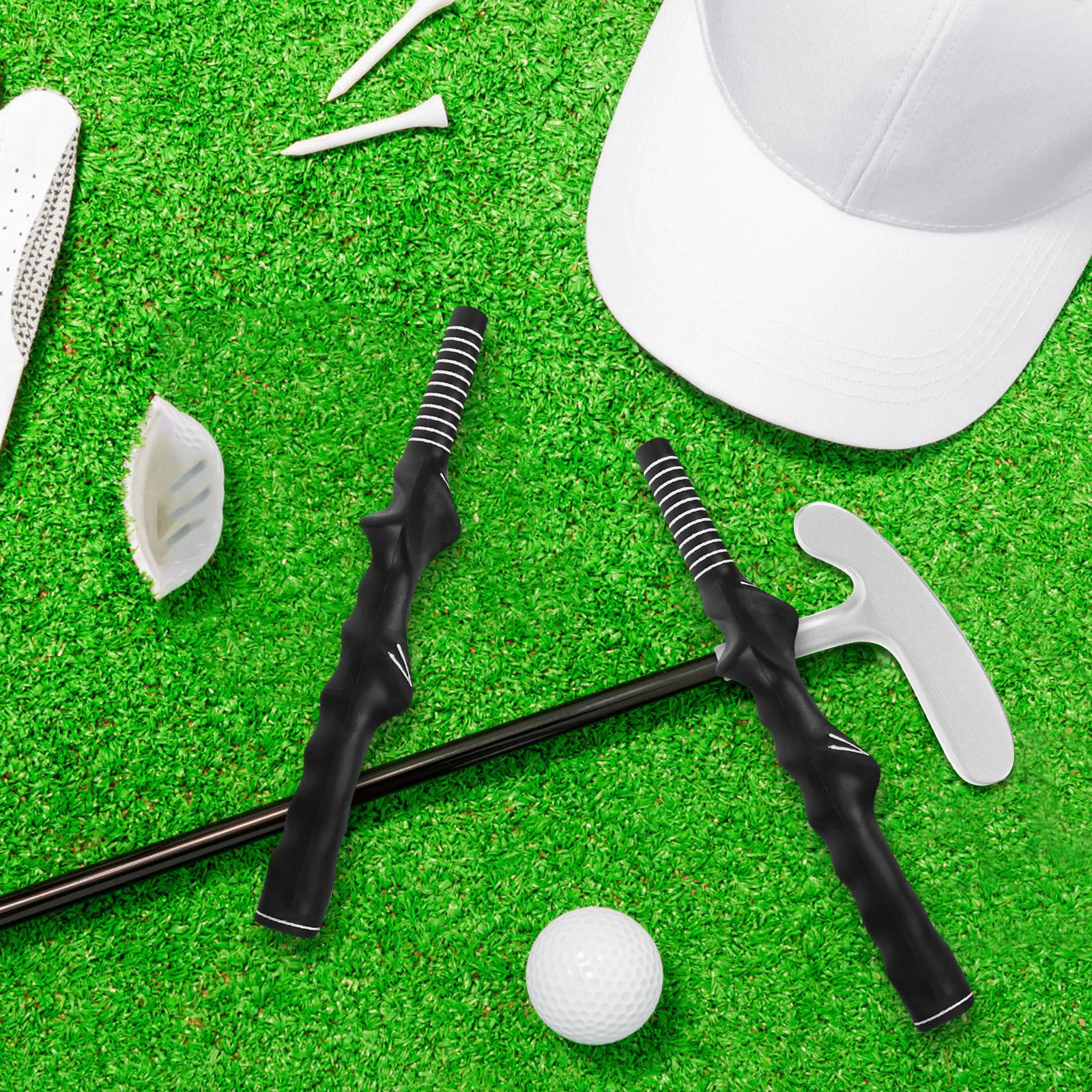 

2Pcs Golf Training Grip Rubber Swing Trainer Correct Hand Position Tool Coaching Practice Aids for Swing Posture Improvement