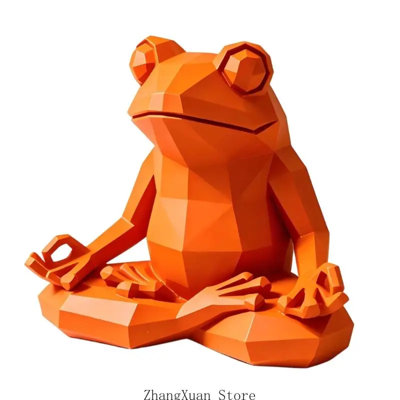Kleine Frösche Yoga-Statue, geometrische Form, Kunstharz, für Meditationen, Dekorationen für Nachttische oder Arbeitsbereiche – Detail 5