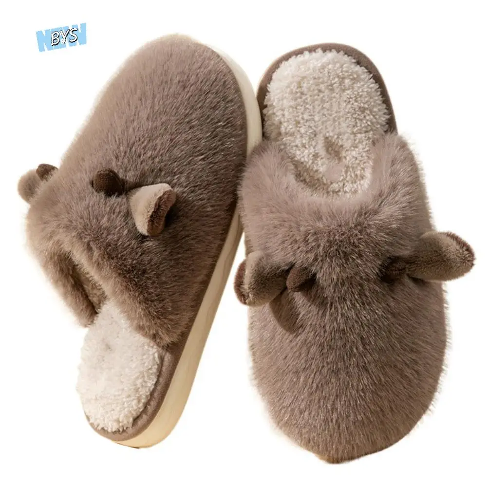 

Casual Anti Slip Cartoon Plush Slippers Kawaii Soft Cute Furry Calf Slippers Silent Cartoon Couple Slippers Indoor