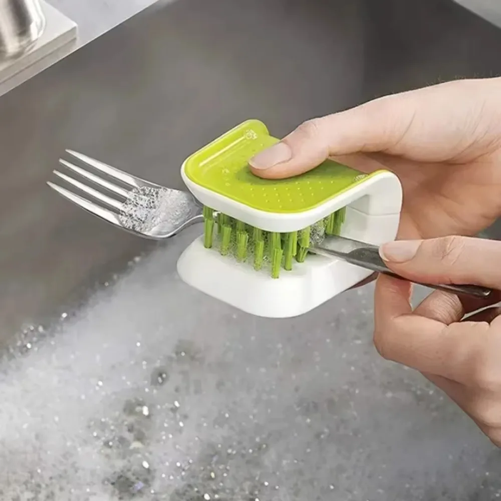 Kitchen Double Sided Cleaning Brush Soft Brush Fork Knife Blade Bristles Chopsticks Cleaning Tools U-Shaped Home Kitchen Cleaner