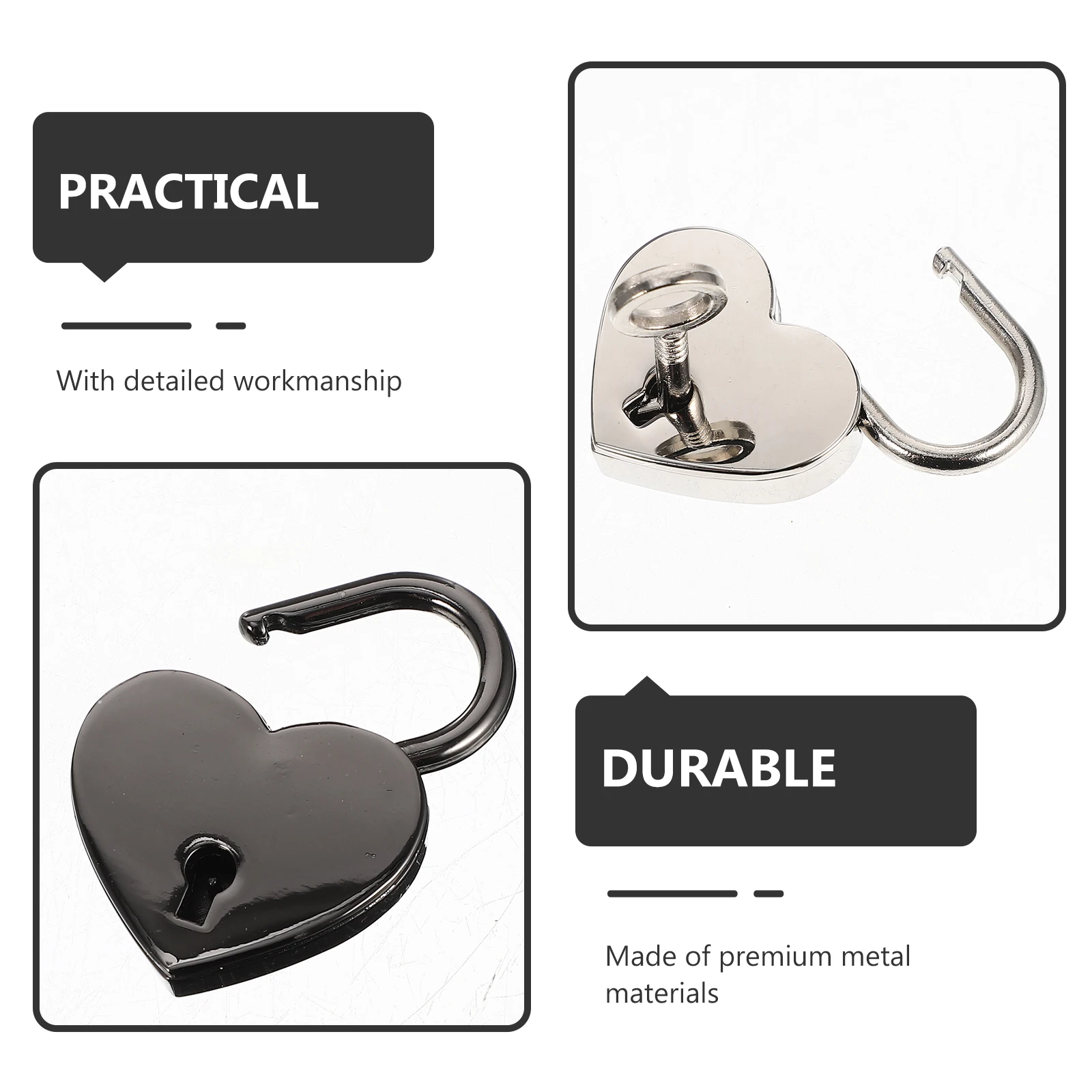 

4Pcs Heart Luggage Small Size Key Jewelry Cabinet Box Locks With Small Locks With Keys Heart Shaped Lock Keys Diary Cabinet