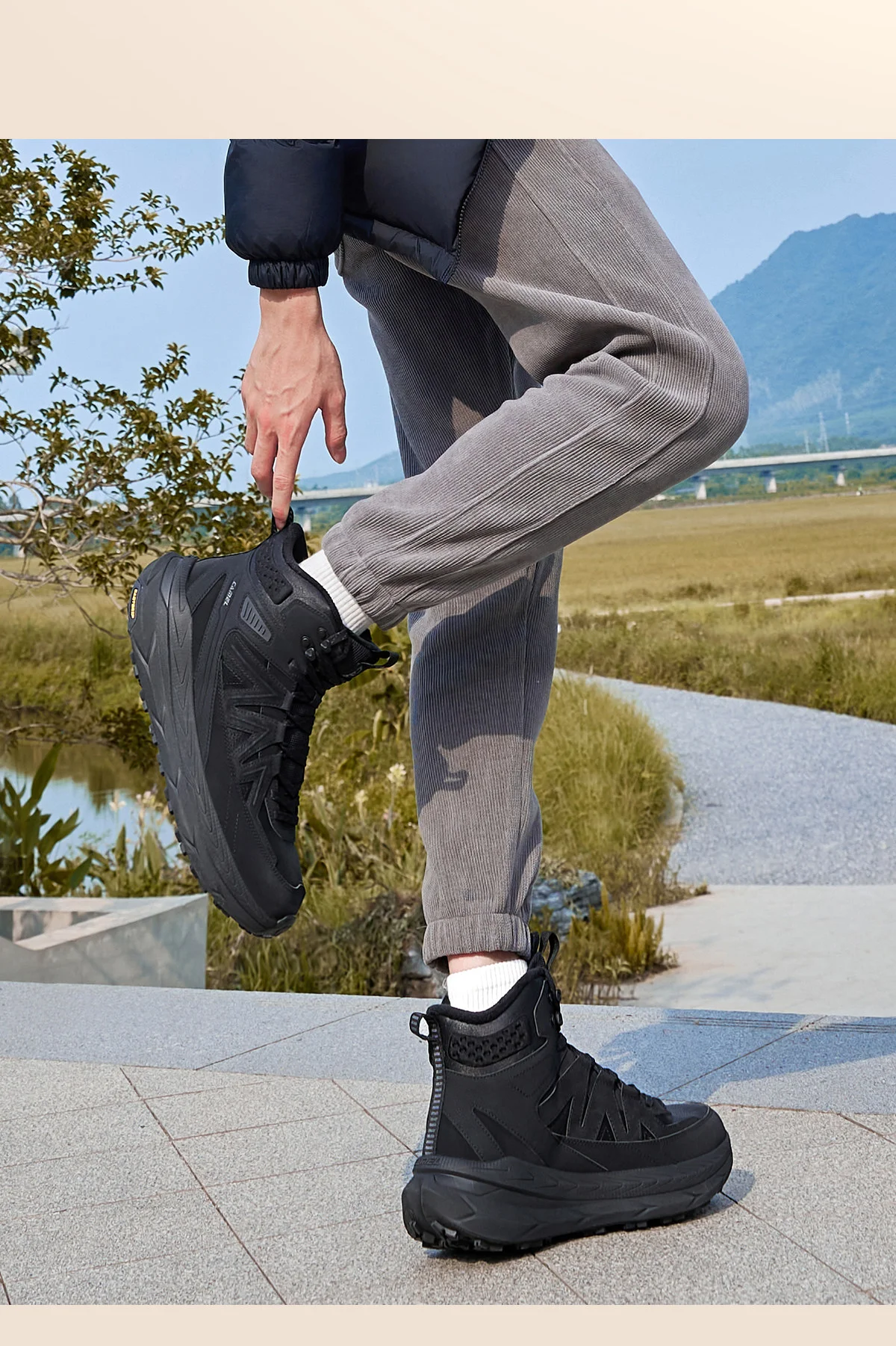 

High-top men's hiking boots men's warm shoes winter outdoor shoes lace-up non-slip sports casual hiking boots