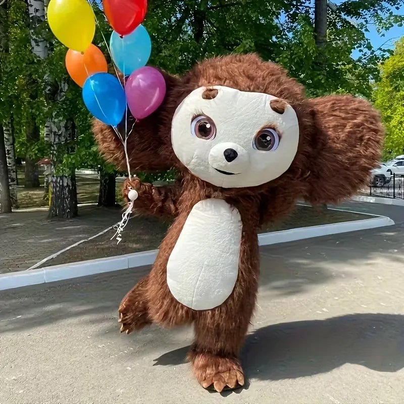 2M 2,6M Aufblasbares Cheburashka Maskottchen-Kostüm Niedliches Affen-Kostüm mit Großen Ohren für Erwachsene Karneval Cosplay Tier-Party Halloween-Verkleidung