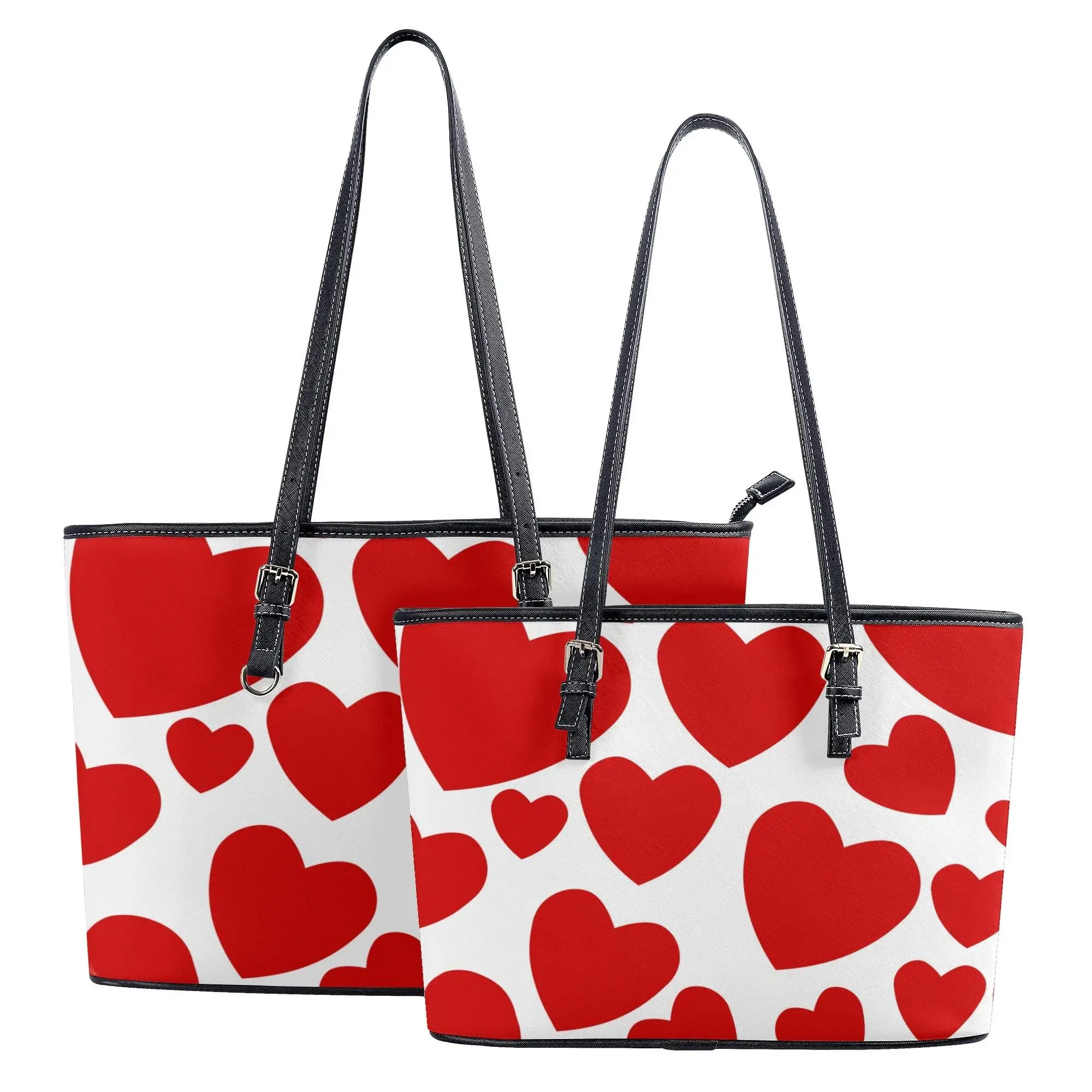 Customizable Patterns Love Design Pu Sturdy Handle Design  Travel Large Capacity  Party Style  Cute  Summer  Women'S  Handbag