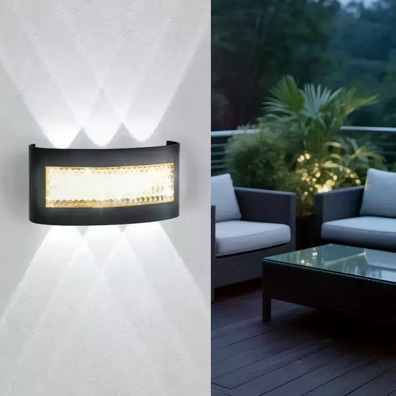 Modern LED Wall Sconce Warm White Up Down Lighting Crystal Decor Black Housing For Hallway Bedroom Porch Decor Glow