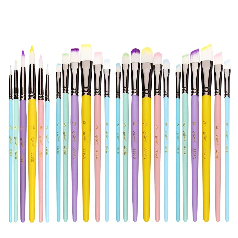 6Pcs Watercolor Pen Macaron Color Nylon Brush for Gouache Acrylic Paint Paint Brushes Color Brush Tips Brush for art supplies