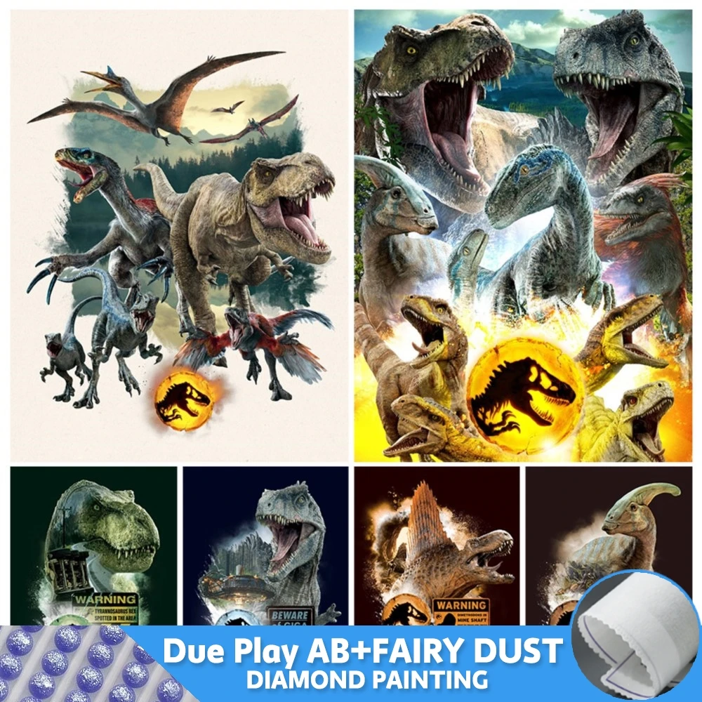 Fairy Dust AB Diamond Painting Dinosaur Theme Embroidery Movie Theme World Theme Classic Cross Stitch Animal Biscuits Home Decor