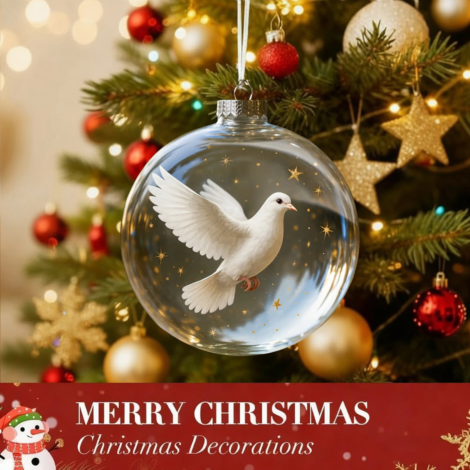 Naturvögel Kristallglas Ornament Set Vogel Glas Weihnachtsbaum Ornamente Klare Weihnachtskugeln für Party Urlaub Dekor