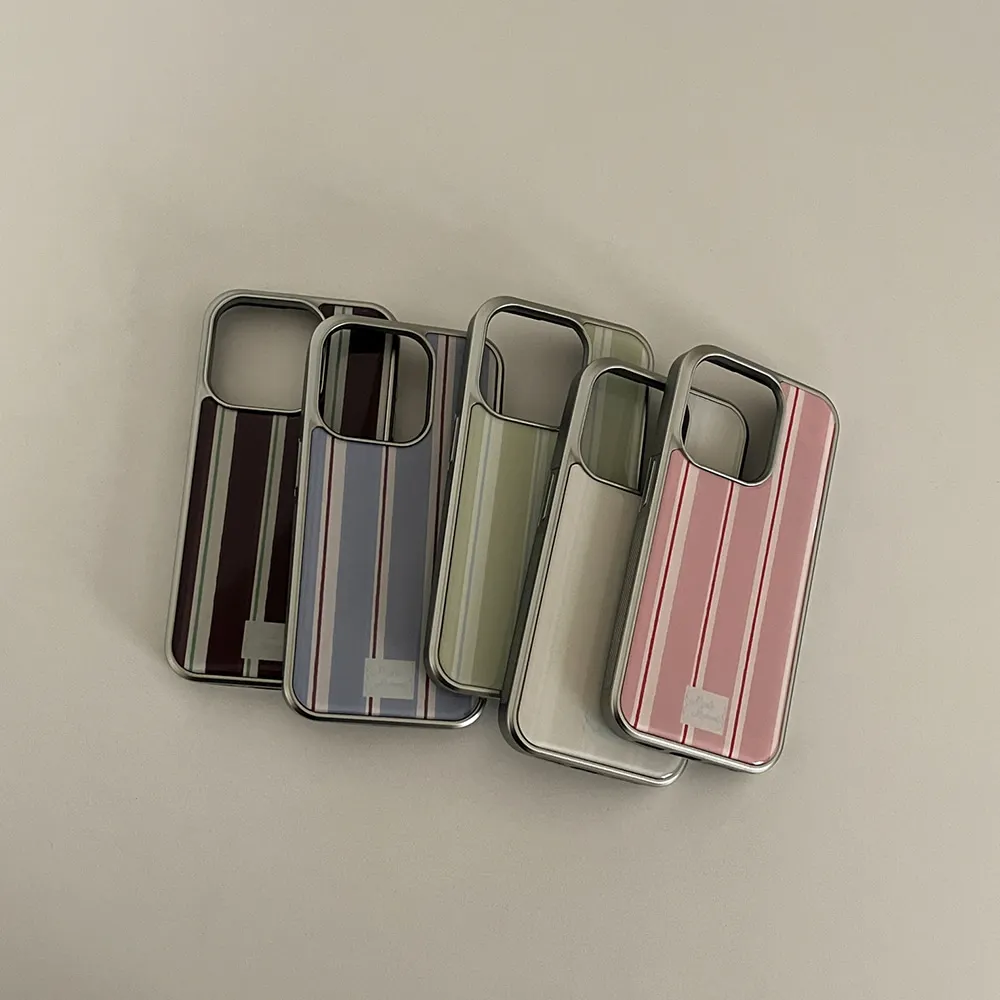 Grüne Streifen-Litschi-Muster Handyhülle für iPhone 17 16e 16 15 14 13 12 11 Air Pro Max X XR 8 Plus Luxuriöse Transparente Weiche Rückseiten-Abdeckung