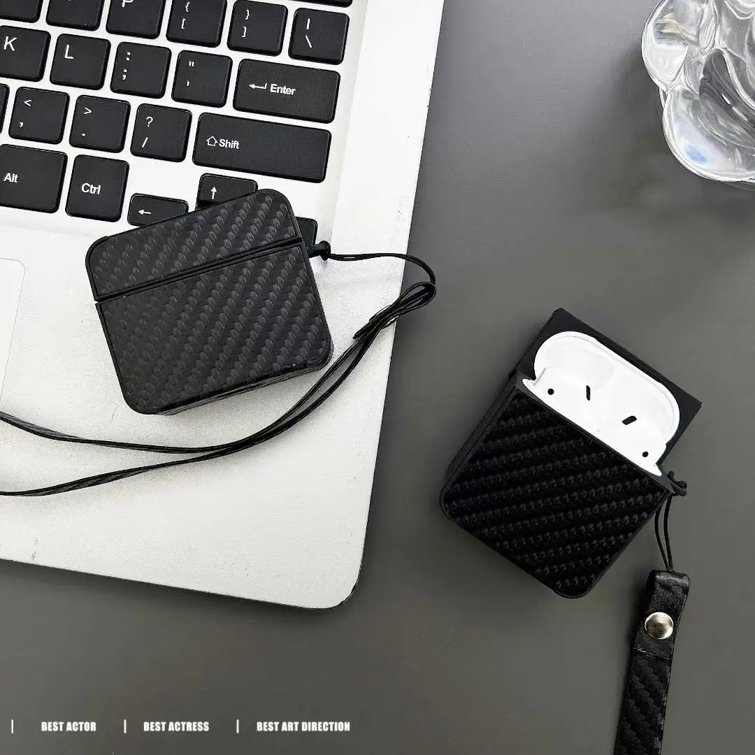 New creative post leather carbon fibre for AirPods pro case AirPods 3 wireless bluetooth headset case Air Pods 2 drop protection