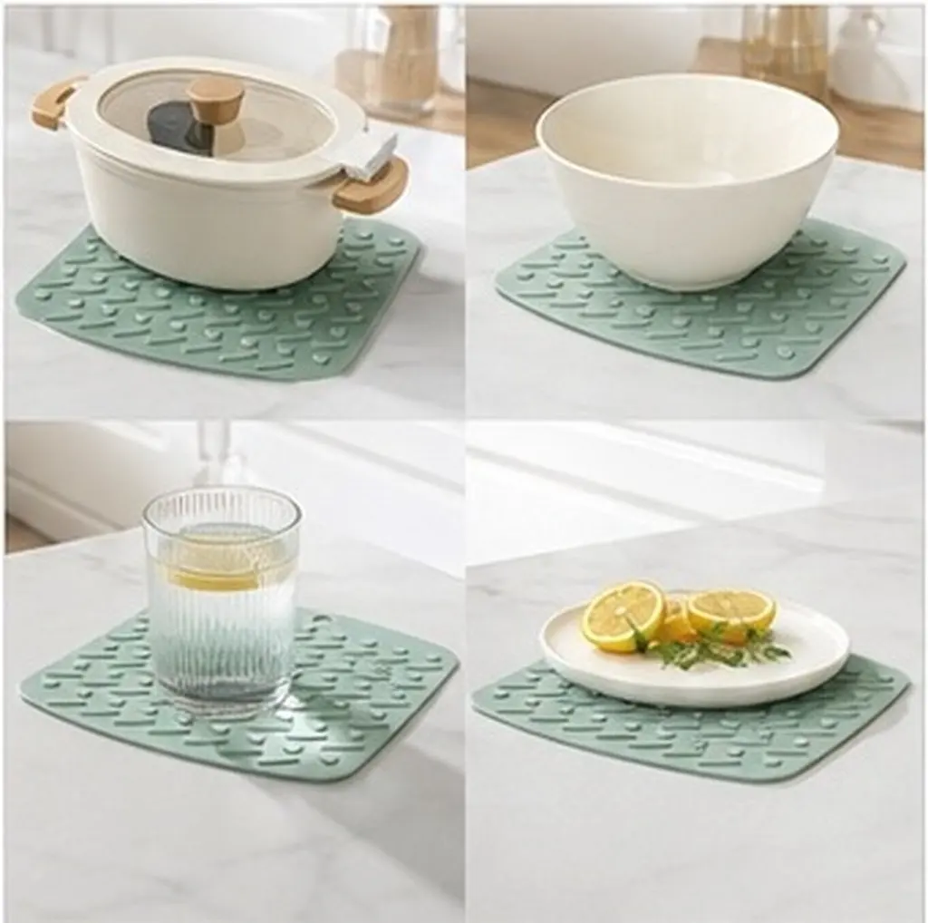 2Pcs Light Silicone Placemat Multi-Functional Heat Resistant Non-Slip Table Mat Bowl Pad Plate Mat Insulation