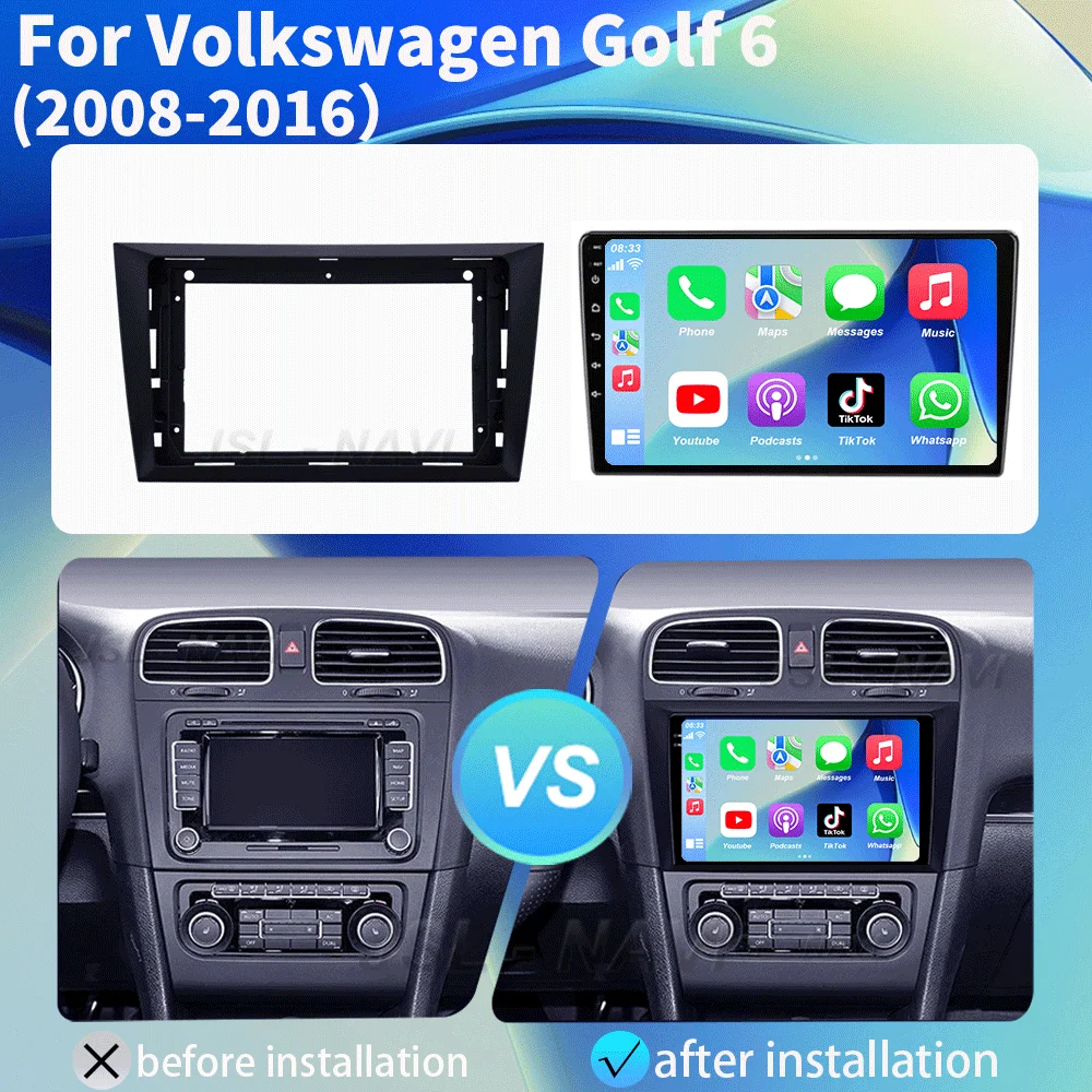 راديو سيارة أندرويد 15 لسيارة Volkswagen VW Golf 6 MK6 GTI 2008-2016 لاسلكي Carplay راديو تلقائي للسيارة الوسائط المتعددة 4G DSP 2 Din