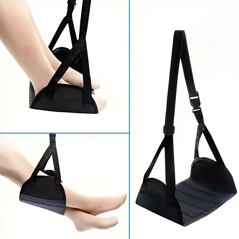 Portable Airplane Footrest Cushion, Extended Adjustable Straps, Travel Leisure Hammock-Style Leg Support, Suitable for Airplane