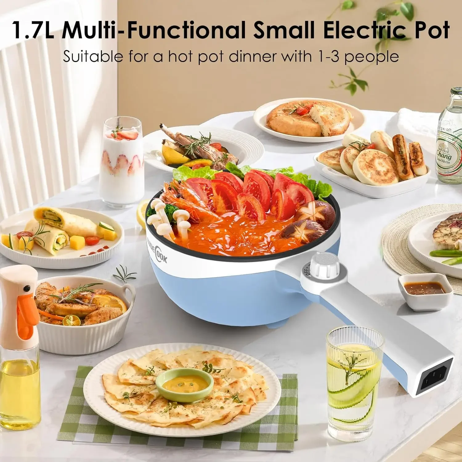 2024 NEW 1.7L Mini Electric Skillet Portable Nonstick Sauté Pan w/ Power Adjustment, Rapid Ramen Cooker Travel Multicooker