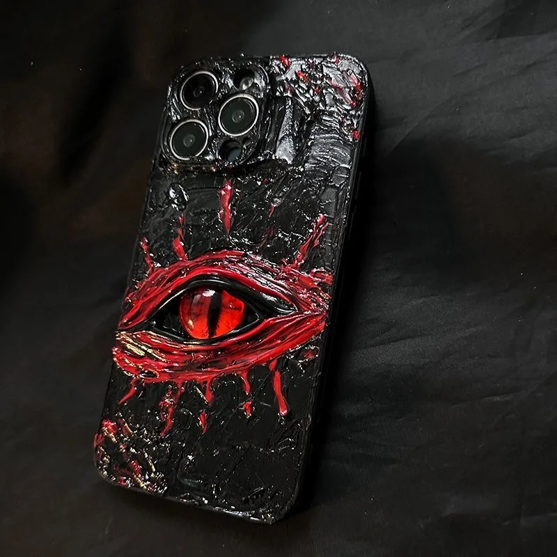 

Halloween Luxury 3D Tarot Red Sun Eye Soft Case protection for iPhone 16 15 13 12 11 14 Pro Max 16 Plus 17 Air XR X Cover