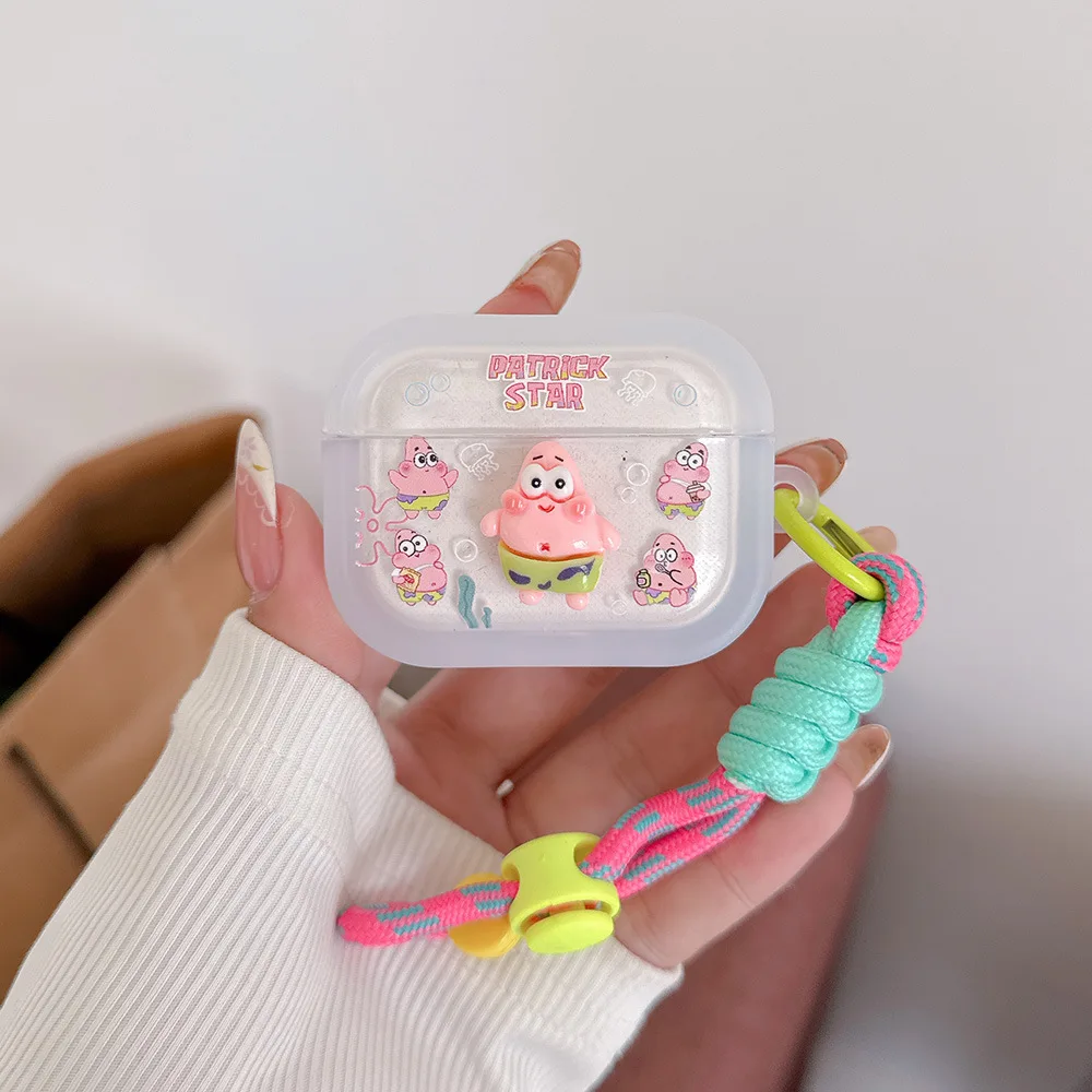 

Cute SpongeBob Cover for AirPods Pro3 Cartoon Earphone Case for Airpods Pro2 Pro 4 3 2 1 Protective Cover with Keychain