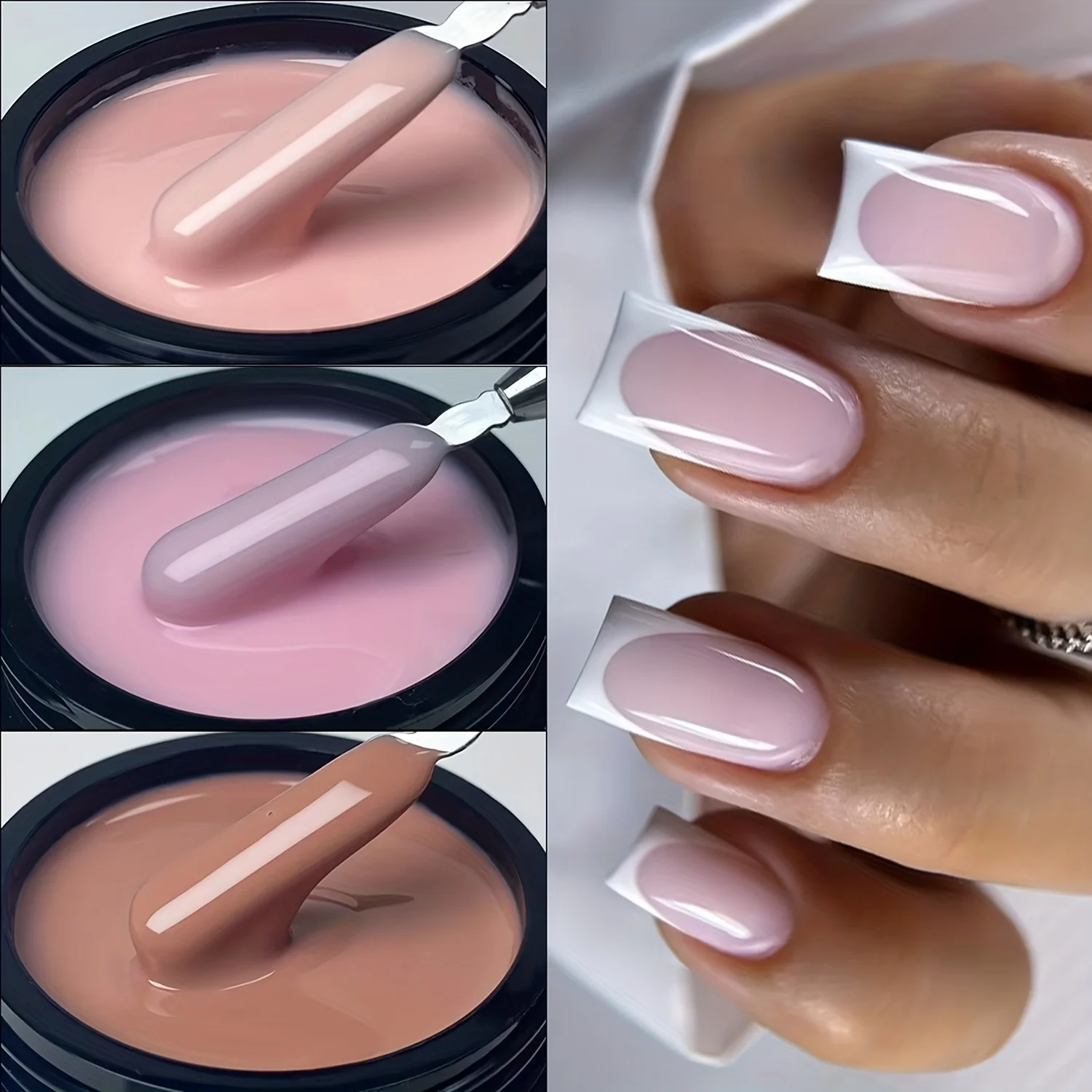 Gel constructeur pour ongles en gel nude rose poussiéreux duolingdai 30G, gel constructeur scintillant bordeaux pour extension d'ongles