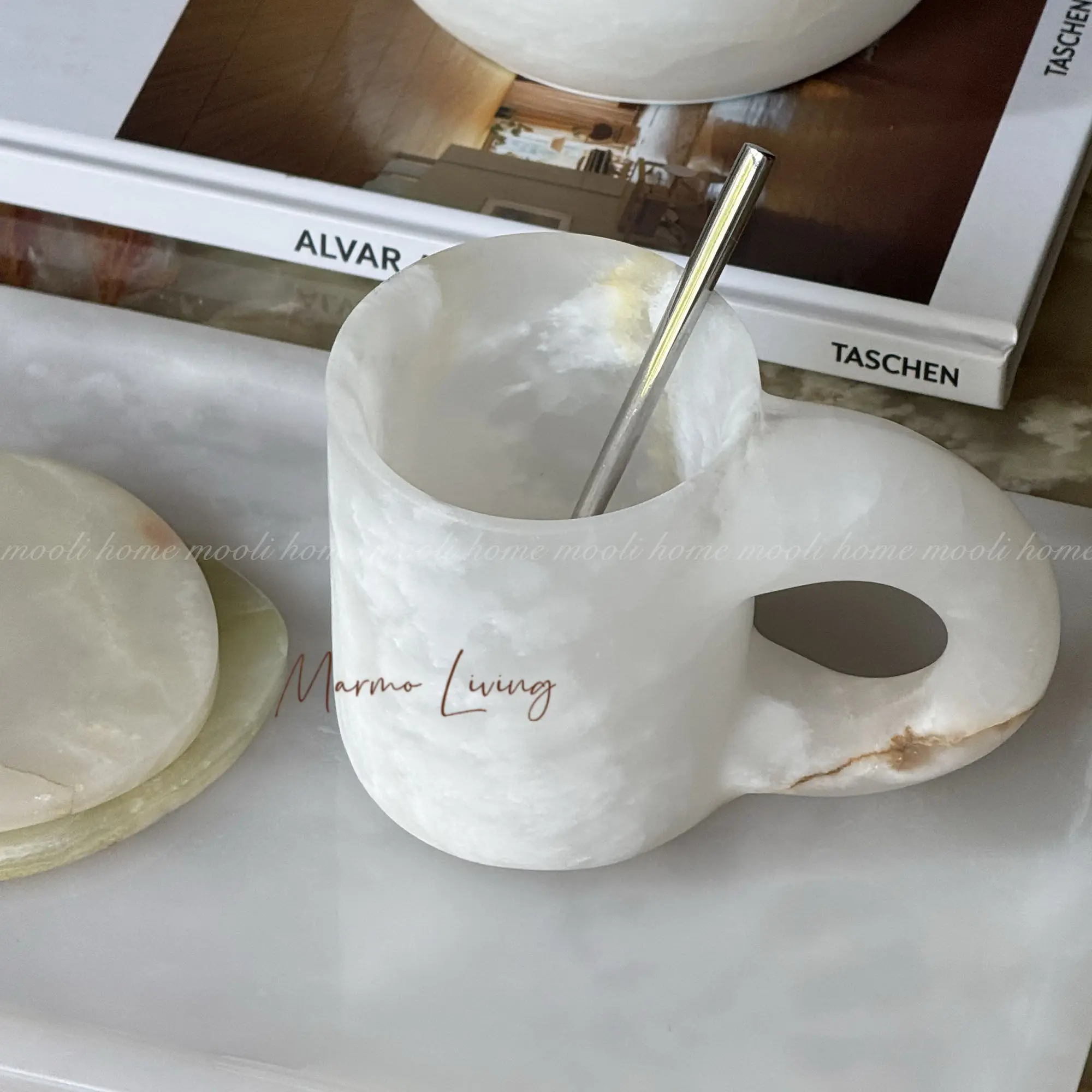 

Natural Marble Water Cup Luxury Artistic Coffee Espresso Mug Light Luxury Style Marble Decor