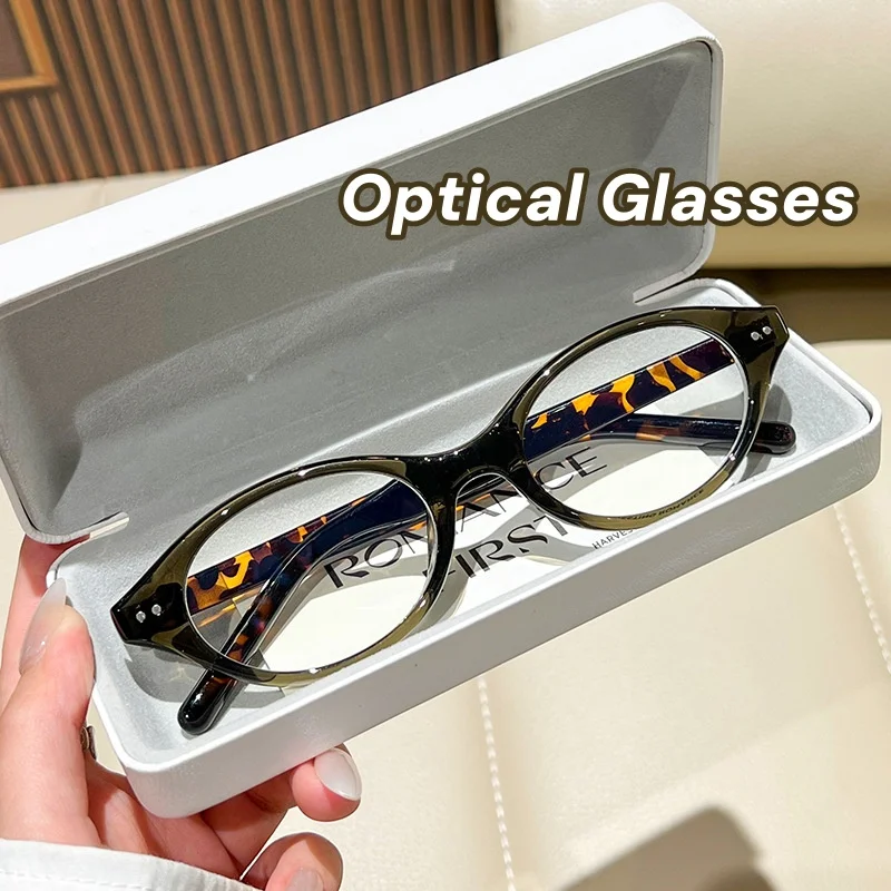 

Trendy Oval Glasses Clear Lens Retro Fashion Decorative Frames Computer Spectacles for Women Stylish Accessory Eye Protection