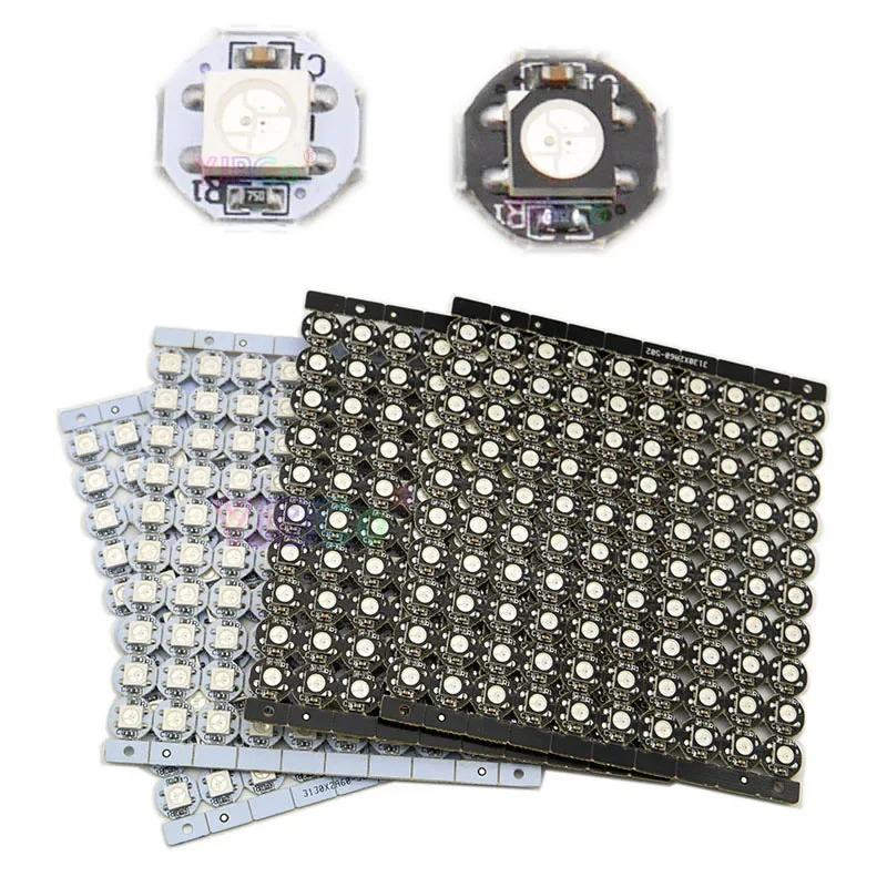 

50~1000pcs 4-Pin WS2812B WS2812 LED Chips & Heatsink 5V SMD 5050 RGB WS2811 IC Pixels modules Black/White PCB Pixel Chip