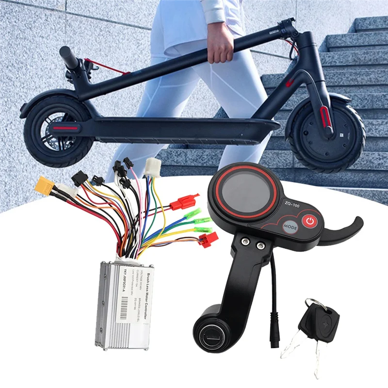 

48V Controller+ZQ-100 Mileage Meter With Key Speed Adjustable Electric Scooter Meter 6 Pin Display Parts For Electric Scooter