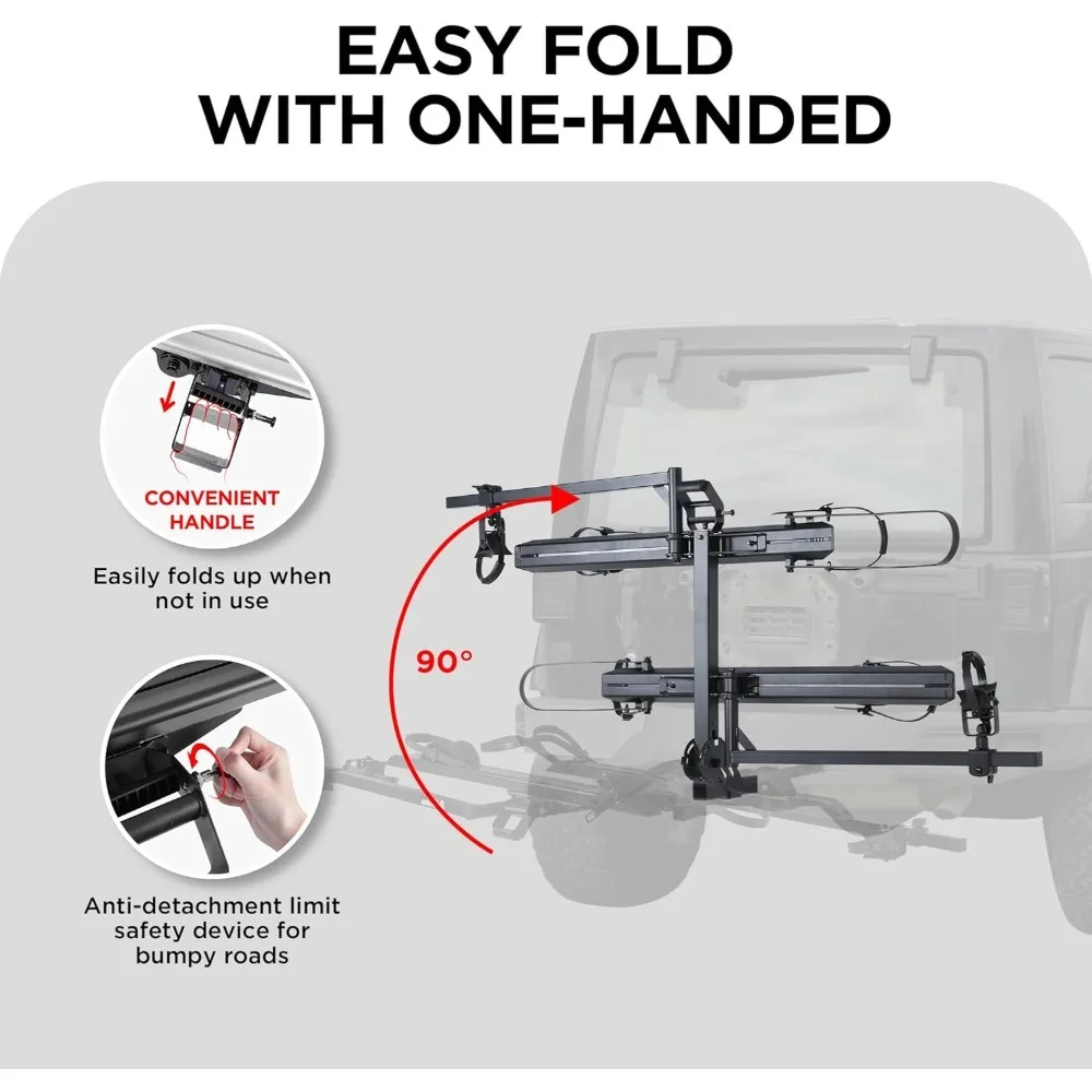 200LBS EZ-FOLD الألومنيوم 2-Ebike الناقل مع منحدر للدراجات والدراجات الكهربائية، سيارة SUV شاحنة فان RV و - رائجة البيع