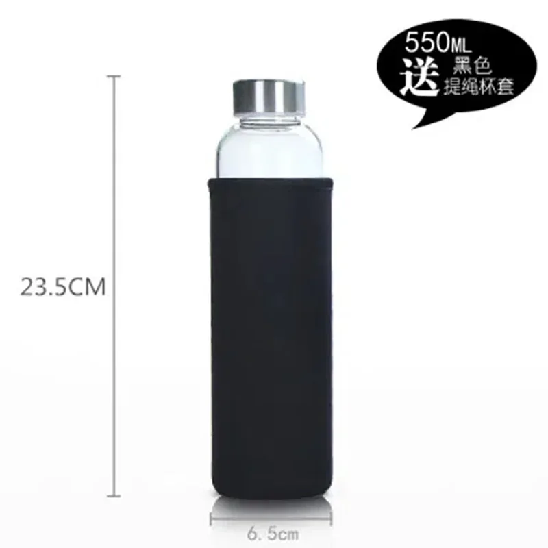 Car glass bottle transparent water cup with cover creative portable leak proof simple fresh outdoor tea my plastic water bottles