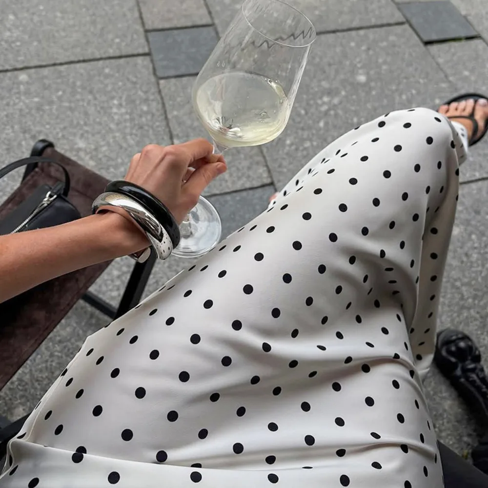 Blifanbo Autumn Polka Dot Long Skirt For Women Elegant Fashion High Waist Straight Skirt Slim Patchwork Female Skirt Streetwear