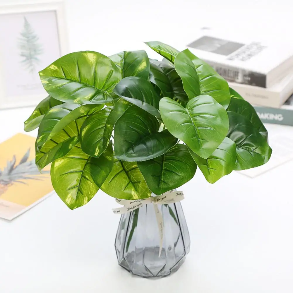 Artificial Plant Realistic Non-fading Fake Green Plant DIY Turtle Back Leaf Fake Green Plant Potted Ornaments For Living Room