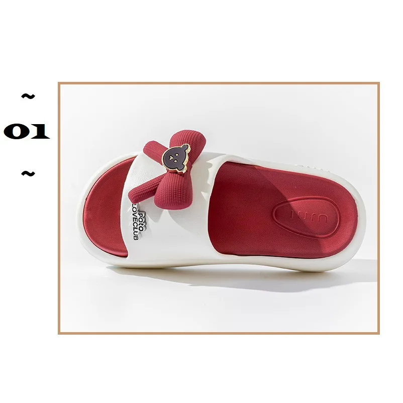 New fashion brand bear slippers women's thick sole mules clogs home slides shoes woman outdoor bow slippers platform scuff shoes - Image 2