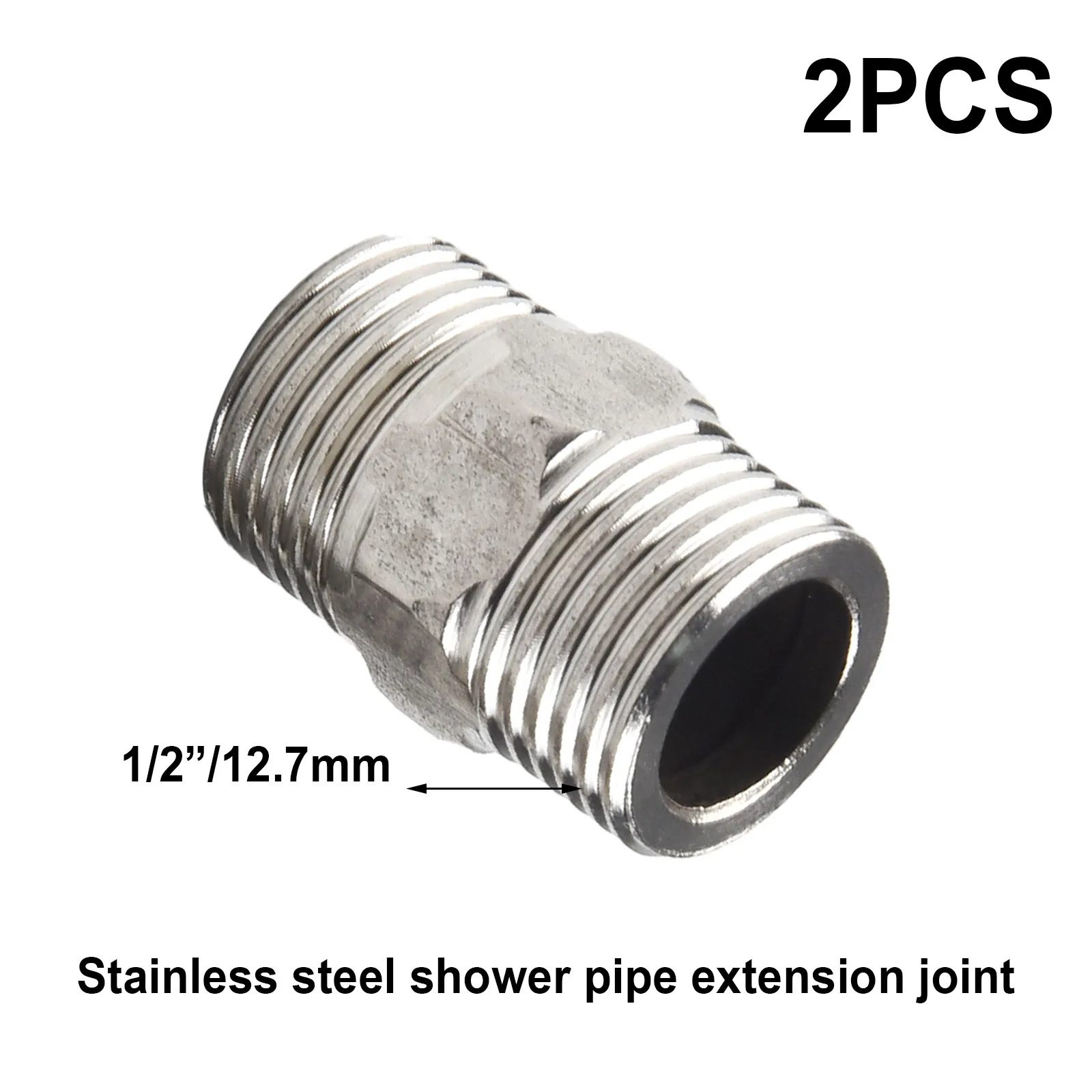 2PCS Shower Hose Extension Stainless Steel Pipe Hose Male Thread Direct Head Extender Connector Bathroom Hardware Accessories