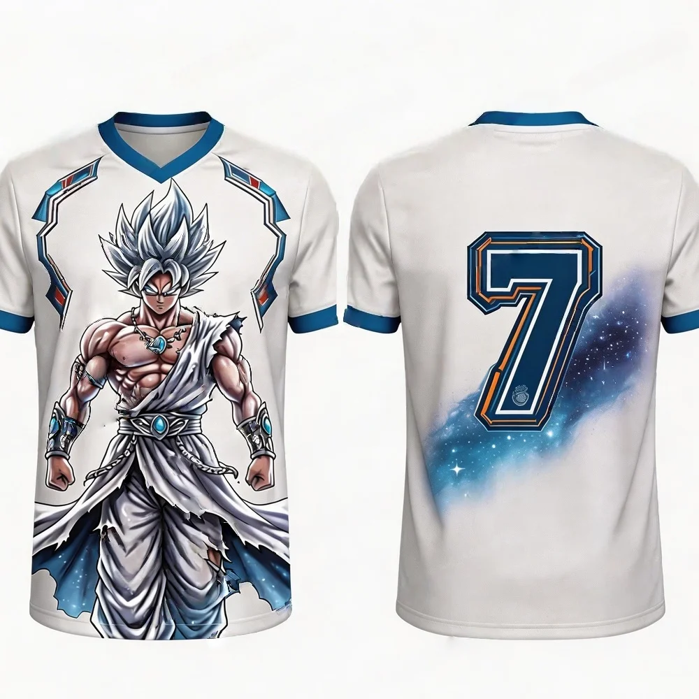 Camiseta Transpirable con Estampado 3D del Tema de Fútbol del Real Madrid Número 7, Dragon Ball Sun Wukong "Ultimate Skill", Verano 2026, para Adultos y Familias