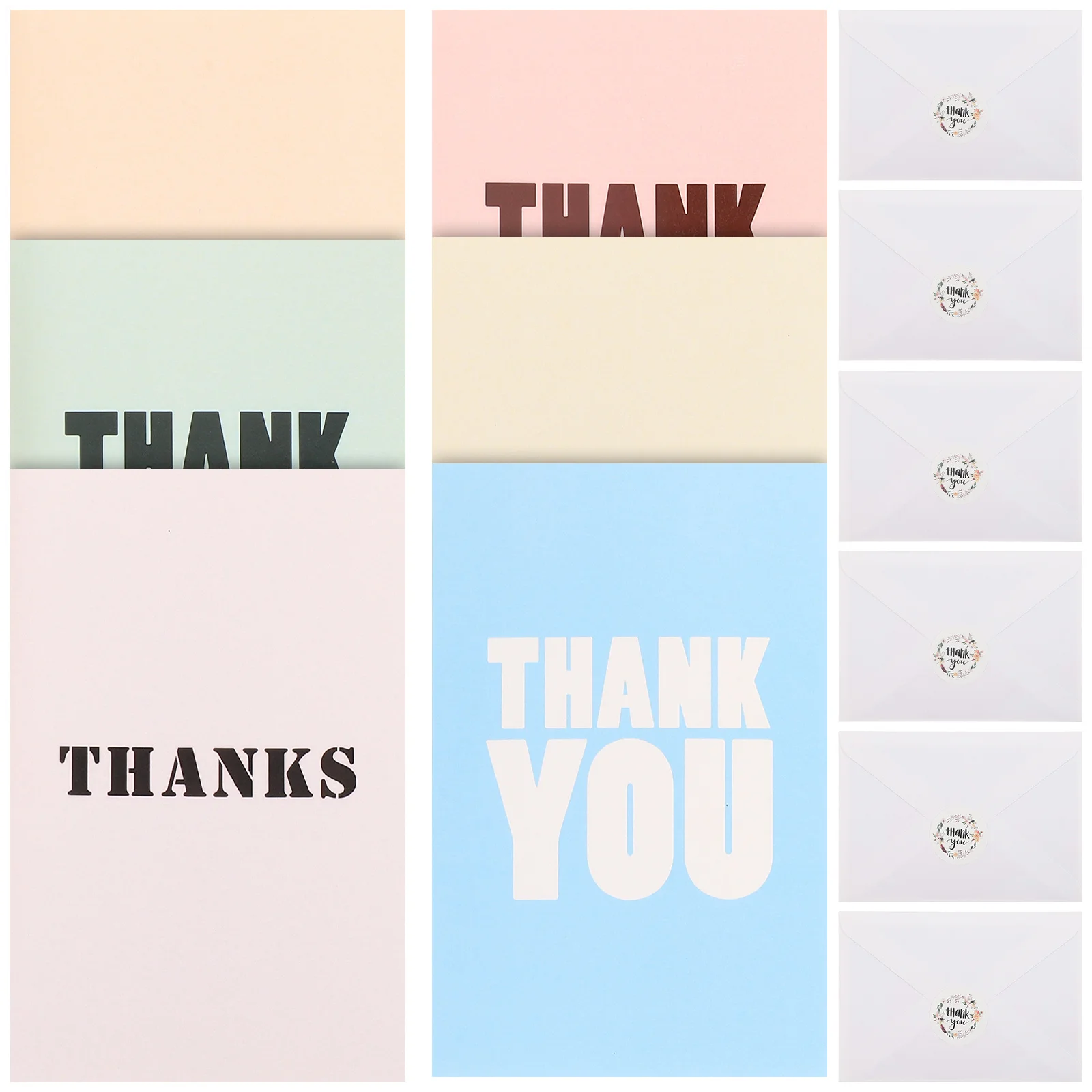 

12Sets Fresh Letter Pattern Greeting Cards Simple Thank You Cards Blank for Personalized Messages Holiday