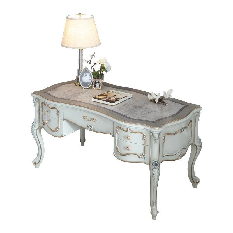 Palace French furniture villa study European retro solid wood carving flower 1.5 desk bedroom writing desk desk