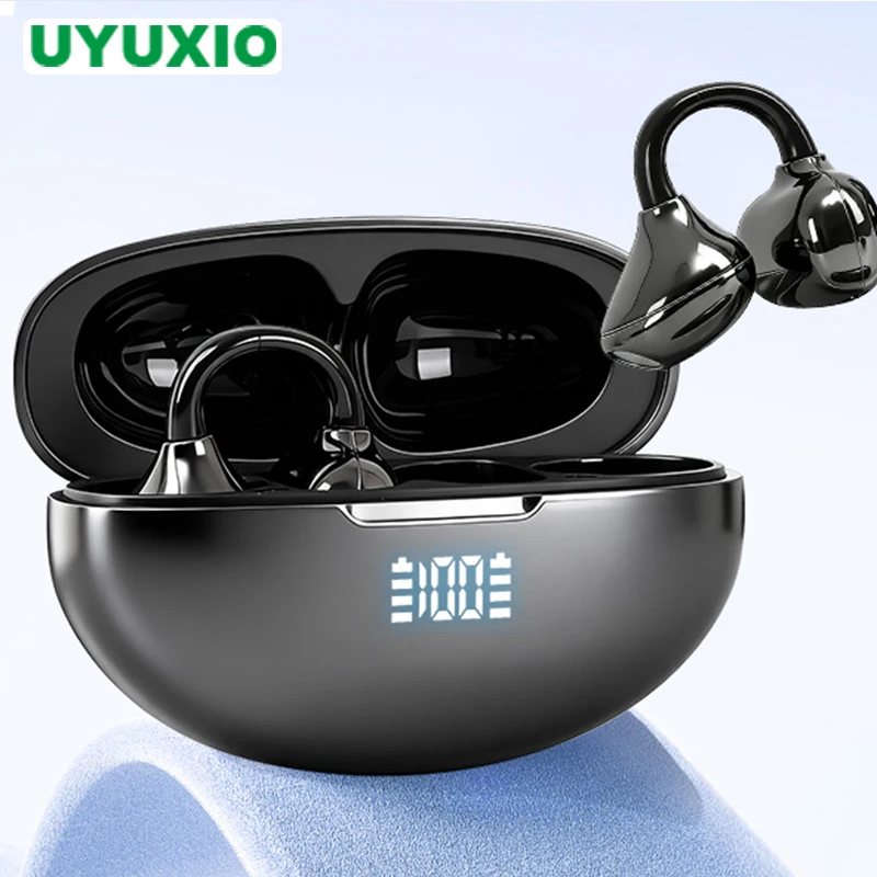 

UYUXIO OWS BT 5.4 Беспроводные наушники с клипсой и открытым ухом, длительный срок службы батареи, наушники-вкладыши с временем воспроизведения 50 часов, наушники для спорта