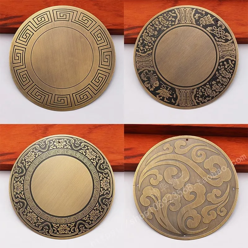 

2pc set Pure brass round blessing patch wardrobe door camphor wood box sofa background wall decorative copper sheet