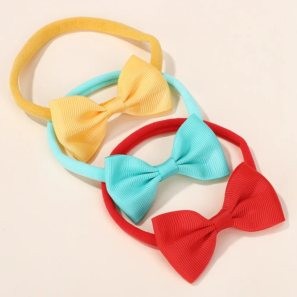 10개/세트 2.7인치 리본 헤어밴드 캐주얼 탄성 헤어밴드 단색 아기 여자아이 리본 매듭 유아 헤어 장식 헤어 액세서리 선물