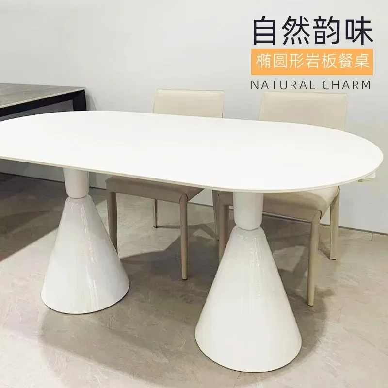 Household oval rock slab dining table dining table small apartment rectangular French Holy Grail dining table wholesale