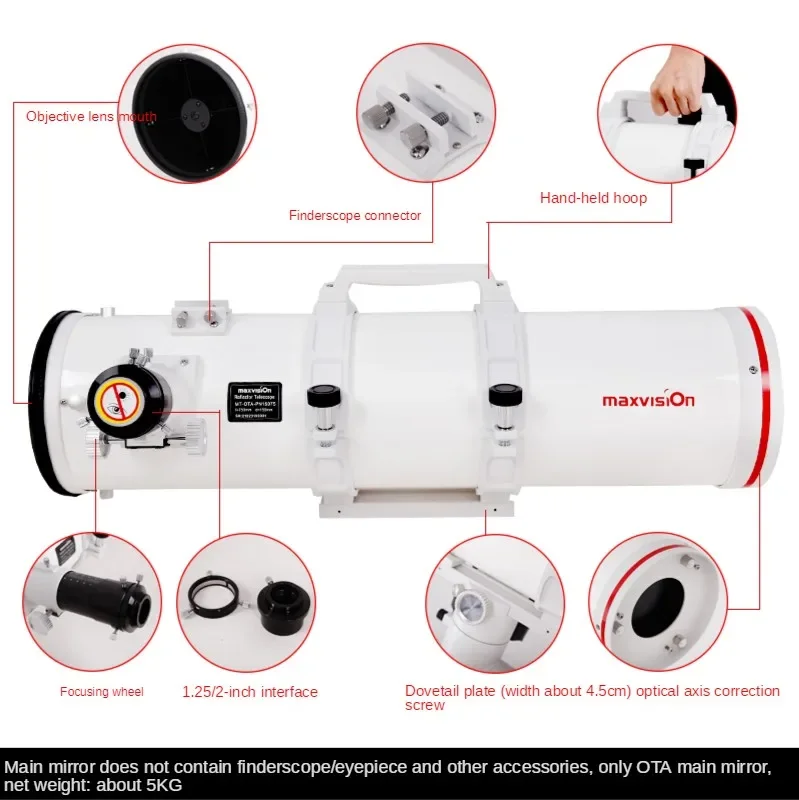 Maxvision 150/750 reflejo newtoniano parabólico telescopio astronómico profesional gran aumento observación de estrellas OTA