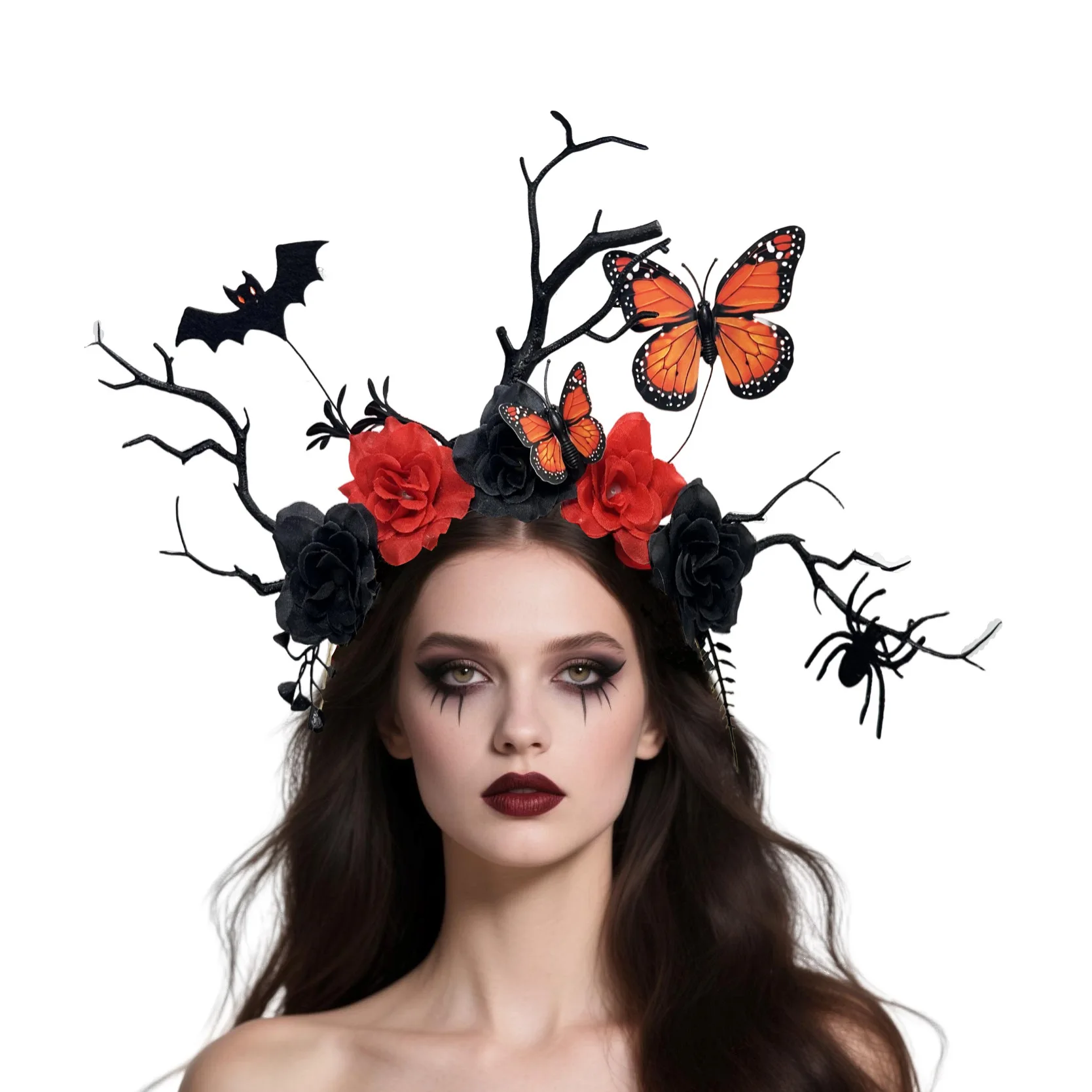 

Halloween Gothic Bridal Hair Bands Rose Vine Spider Bat Element Hair Accessories Easter Carnival Party Cosplay Hair Decoration