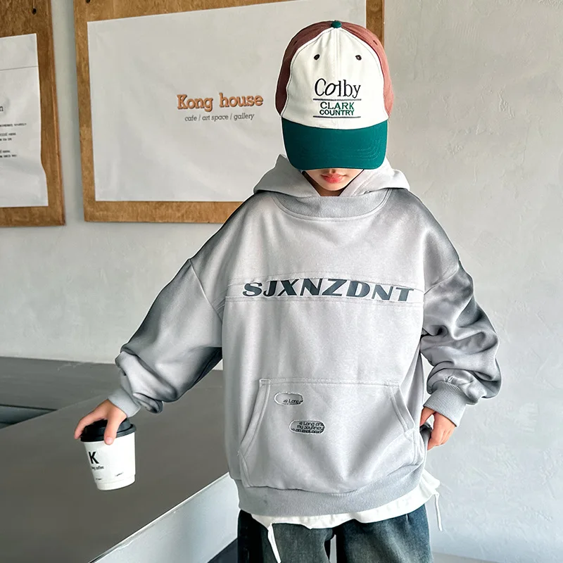 

Autumn 2025 New Children's Street Style Tie Dye Cotton Thick Hooded Sweatshirt