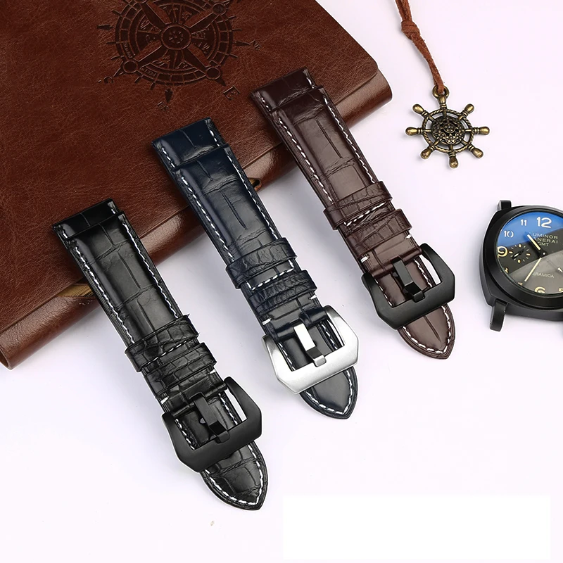 Crocodile Leather Watch strap For Panerai 1950 series PAM00321 PAM01313 22mm 24mm Men's Wristband bracelet double-sided leather